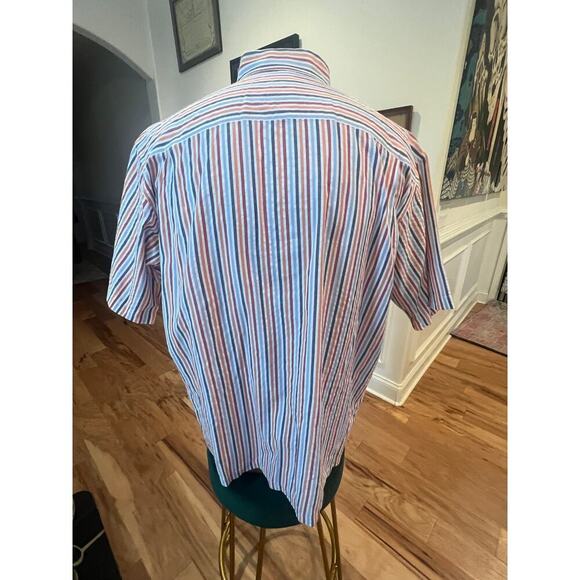 JOS. A BANK STRIPED SHORT SLEEVE BUTTON UP MENS LARGE - Picture 5 of 7